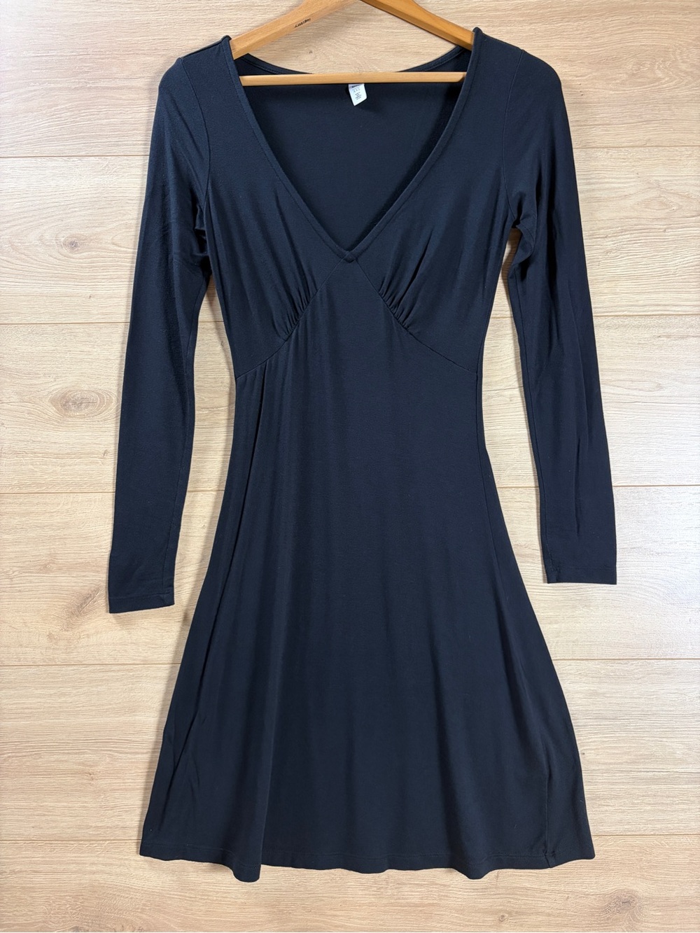 Urban Outfitters Black Long-Sleeve V-Neck Dress